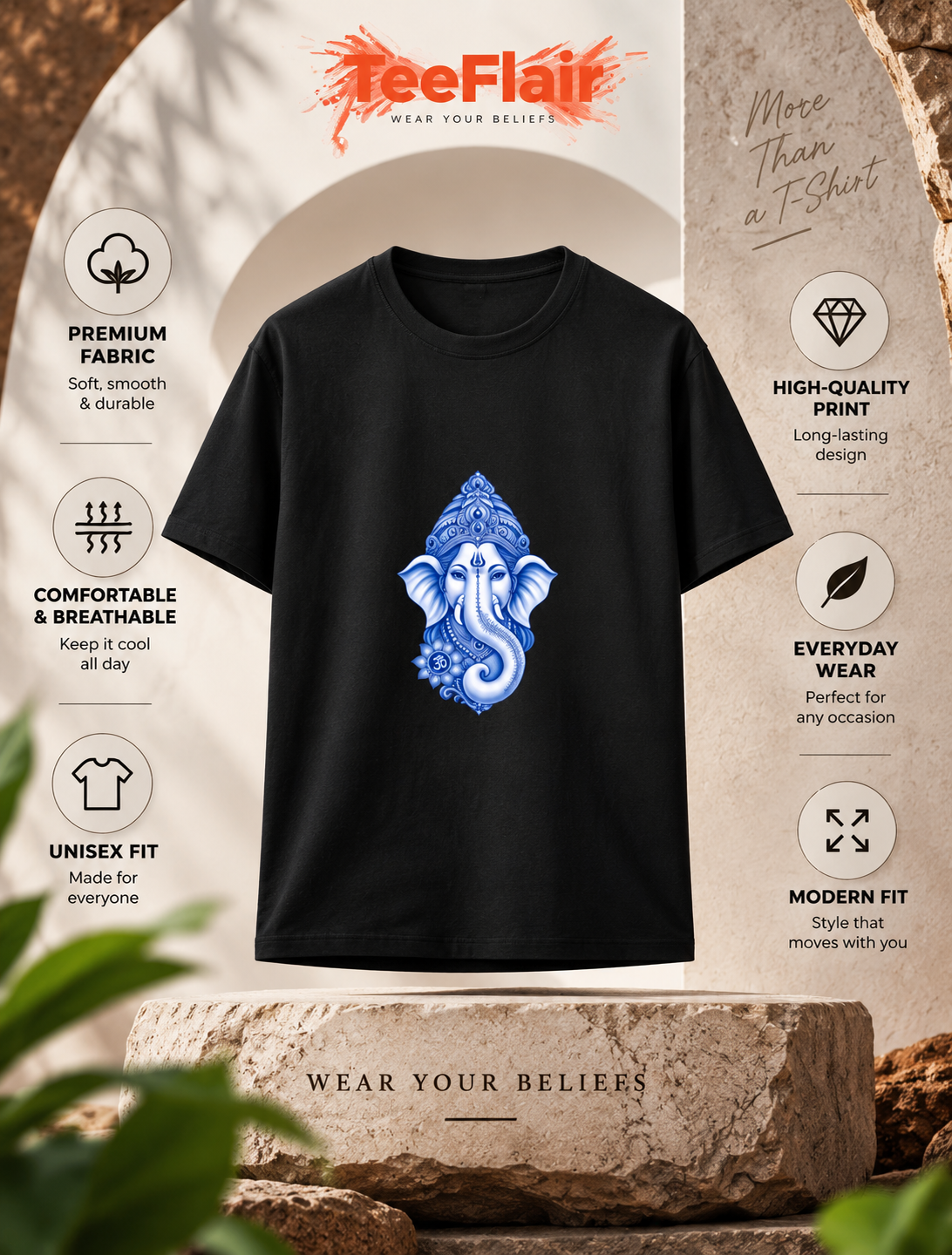 Blue Ganesha Graphic T-Shirt