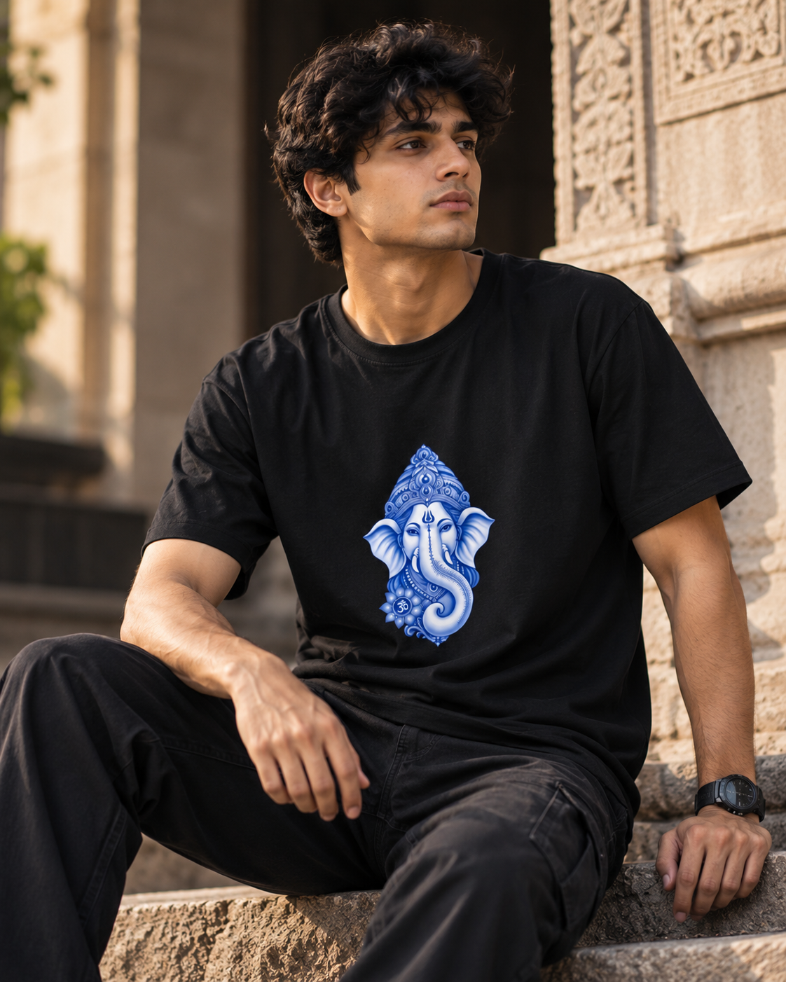 Blue Ganesha Graphic T-Shirt