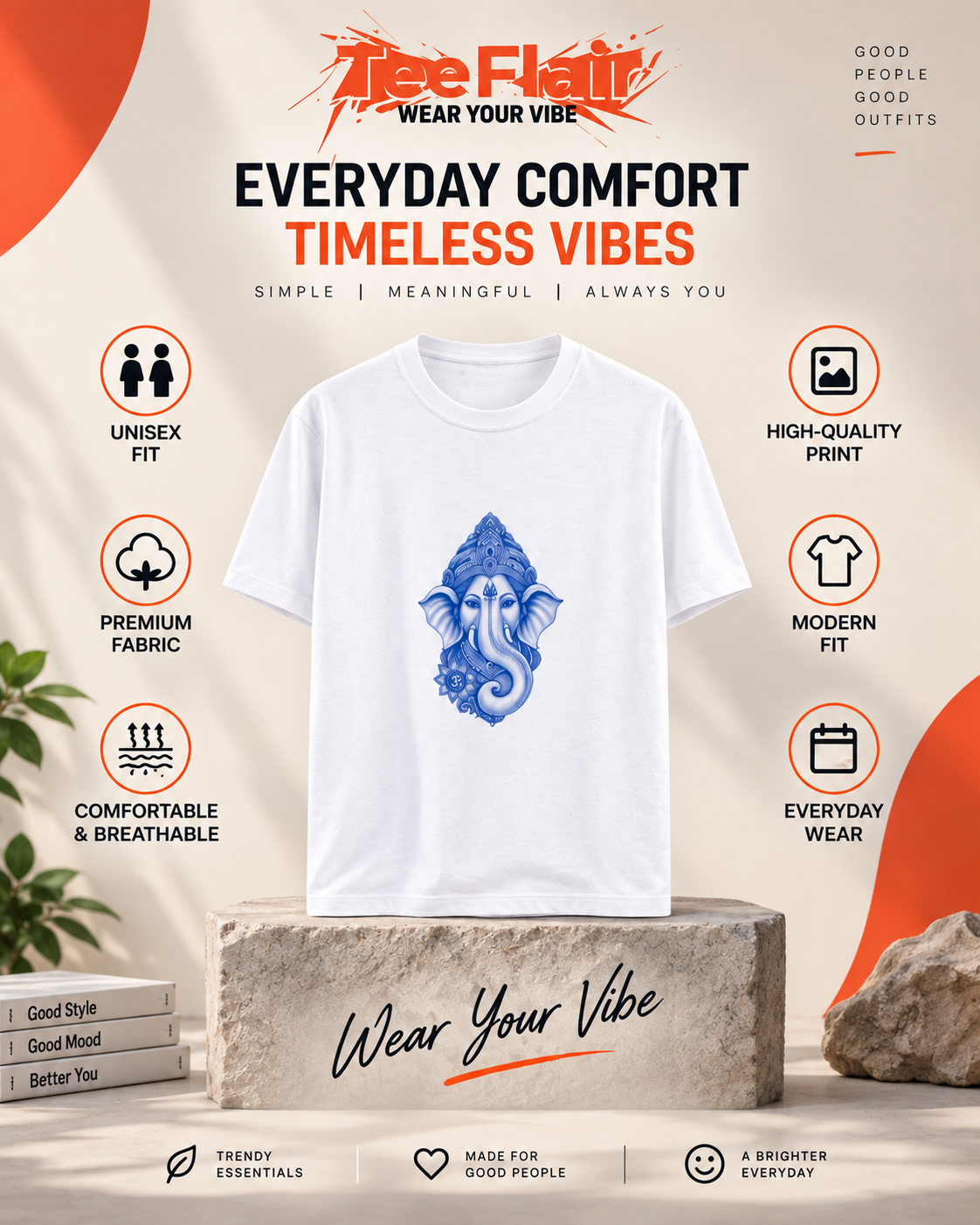 Blue Ganesha Graphic T-Shirt